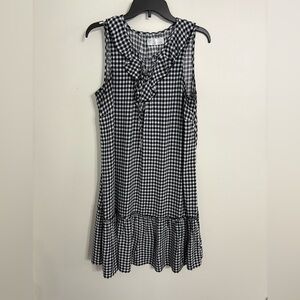 Monochrome Gingham sleeveless tiered sundress size Large
